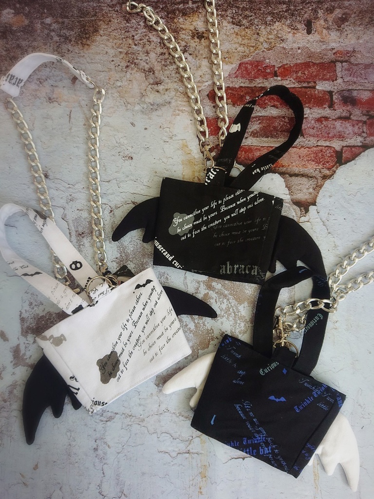 JillpunkオリジナルパンクKERA 錬金術アルケミーうさぎ賢者3D翼羽根フルプリントドリンク用エコバッグチェーンホルダー メンズ レディー V系 おしゃれ大きいサイズ男女兼用ファッション 秋葉系