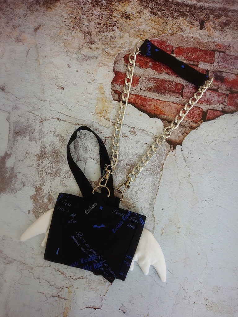 JillpunkオリジナルパンクKERA 錬金術アルケミーうさぎ賢者3D翼羽根フルプリントドリンク用エコバッグチェーンホルダー メンズ レディー V系 おしゃれ大きいサイズ男女兼用ファッション 秋葉系