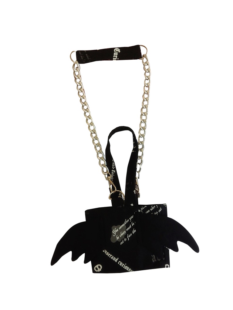 JillpunkオリジナルパンクKERA 錬金術アルケミーうさぎ賢者3D翼羽根フルプリントドリンク用エコバッグチェーンホルダー メンズ レディー V系 おしゃれ大きいサイズ男女兼用ファッション 秋葉系