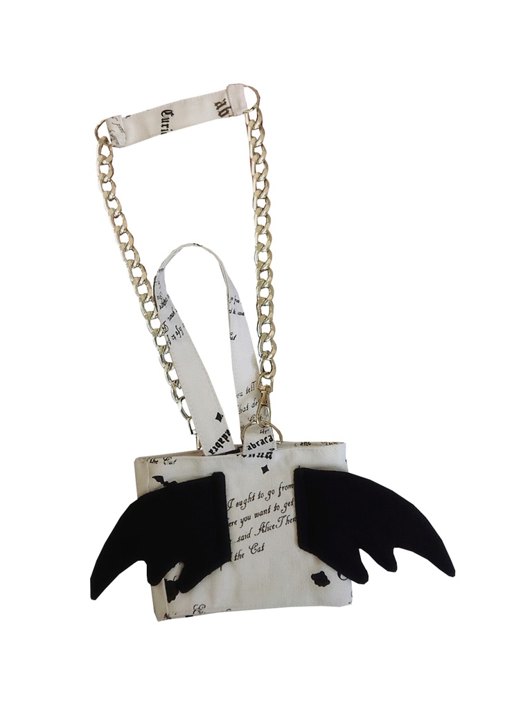 JillpunkオリジナルパンクKERA 錬金術アルケミーうさぎ賢者3D翼羽根フルプリントドリンク用エコバッグチェーンホルダー メンズ レディー V系 おしゃれ大きいサイズ男女兼用ファッション 秋葉系