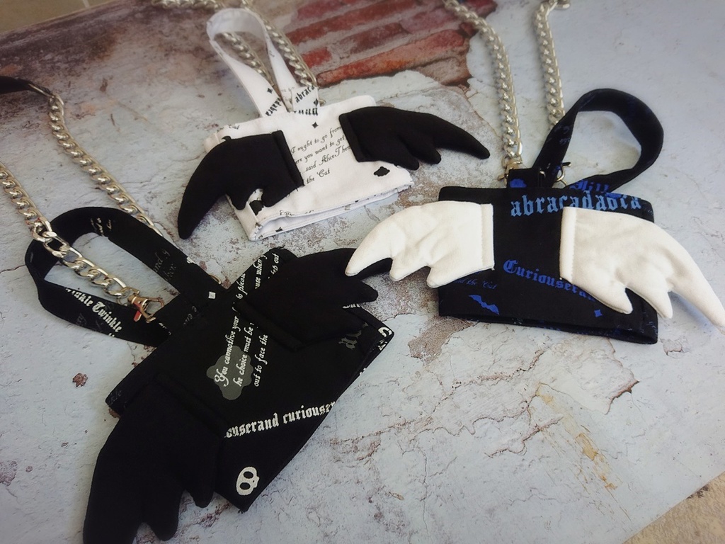 JillpunkオリジナルパンクKERA 錬金術アルケミーうさぎ賢者3D翼羽根フルプリントドリンク用エコバッグチェーンホルダー メンズ レディー V系 おしゃれ大きいサイズ男女兼用ファッション 秋葉系