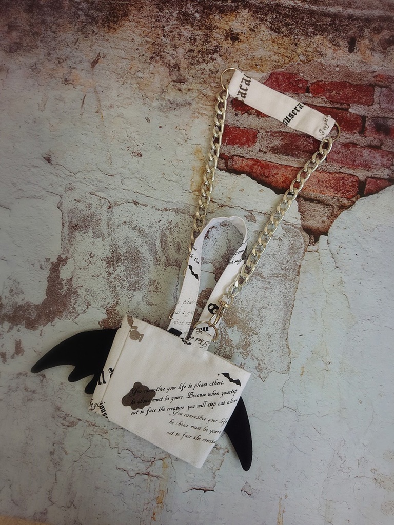 JillpunkオリジナルパンクKERA 錬金術アルケミーうさぎ賢者3D翼羽根フルプリントドリンク用エコバッグチェーンホルダー メンズ レディー V系 おしゃれ大きいサイズ男女兼用ファッション 秋葉系