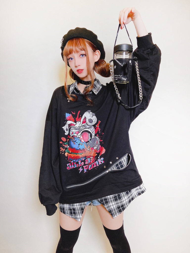 JillpunkオリジナルパンクKERA 錬金術アルケミーうさぎ賢者3D翼羽根フルプリントドリンク用エコバッグチェーンホルダー メンズ レディー V系 おしゃれ大きいサイズ男女兼用ファッション 秋葉系