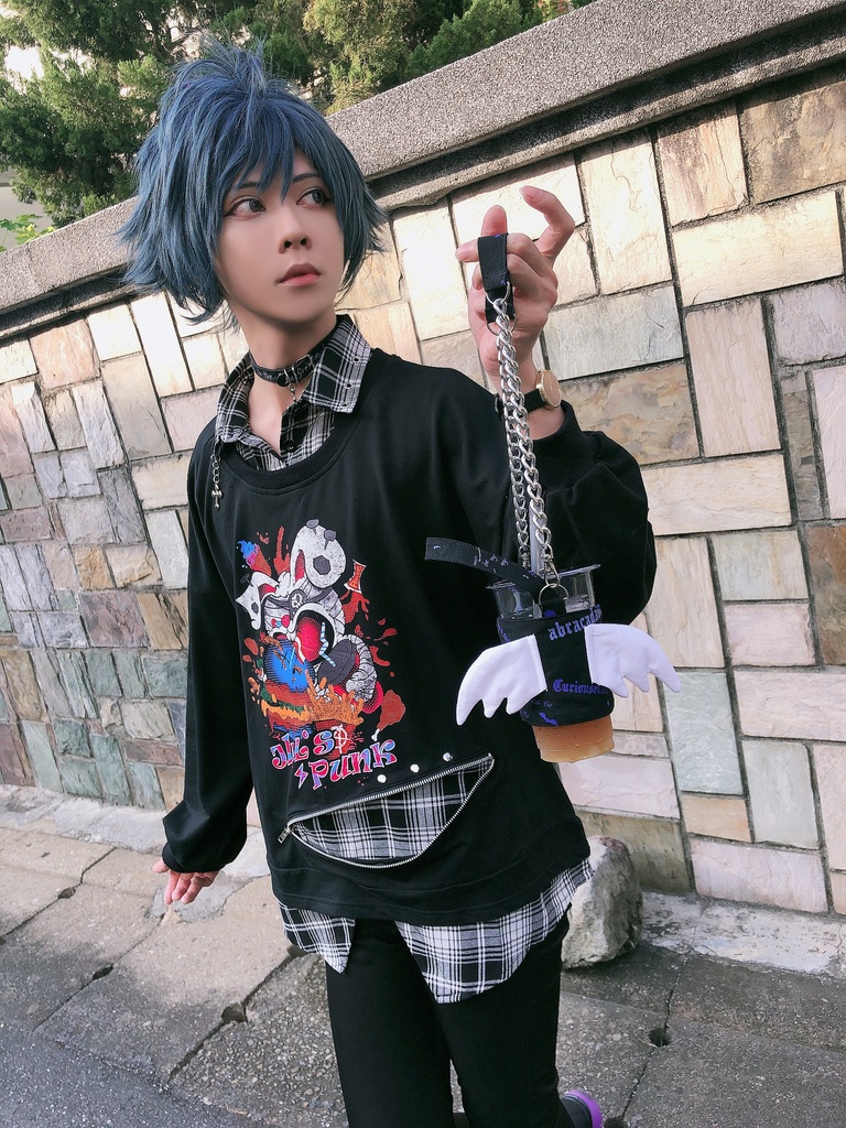 JillpunkオリジナルパンクKERA 錬金術アルケミーうさぎ賢者3D翼羽根フルプリントドリンク用エコバッグチェーンホルダー メンズ レディー V系 おしゃれ大きいサイズ男女兼用ファッション 秋葉系