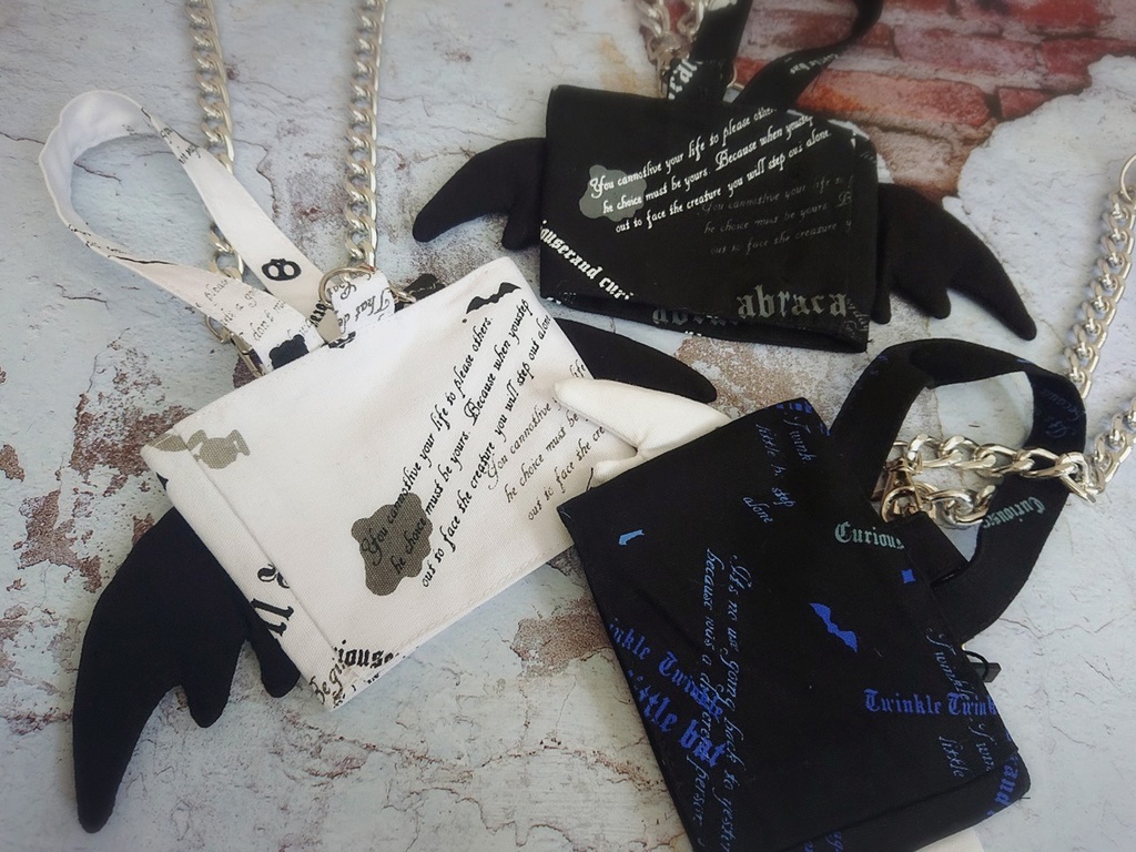 JillpunkオリジナルパンクKERA 錬金術アルケミーうさぎ賢者3D翼羽根フルプリントドリンク用エコバッグチェーンホルダー メンズ レディー V系 おしゃれ大きいサイズ男女兼用ファッション 秋葉系