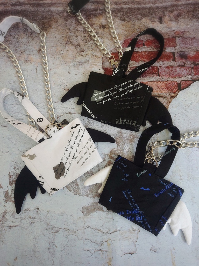 JillpunkオリジナルパンクKERA 錬金術アルケミーうさぎ賢者3D翼羽根フルプリントドリンク用エコバッグチェーンホルダー メンズ レディー V系 おしゃれ大きいサイズ男女兼用ファッション 秋葉系