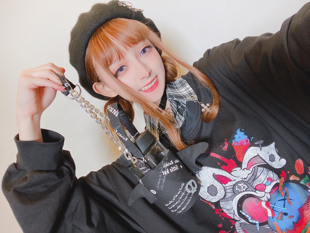 JillpunkオリジナルパンクKERA 錬金術アルケミーうさぎ賢者3D翼羽根フルプリントドリンク用エコバッグチェーンホルダー メンズ レディー V系 おしゃれ大きいサイズ男女兼用ファッション 秋葉系