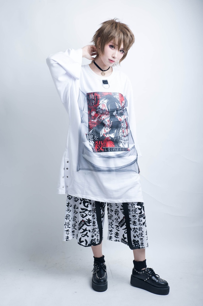 JillpunkオリジナルスタイルKERA怪乱舞ayakashi 煉獄少女ゾンビダメージチュールロングゆったりTシャツホラー都市伝説V系秋葉系漫画お宅メンズ レディースV系