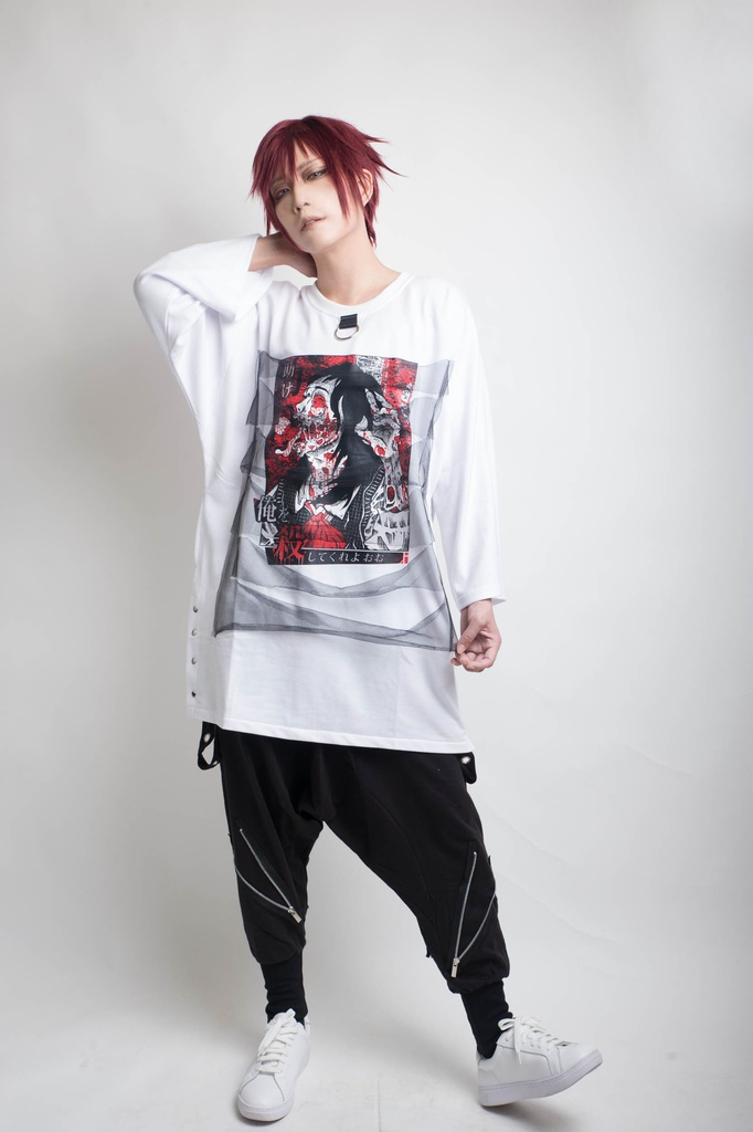JillpunkオリジナルスタイルKERA怪乱舞ayakashi 煉獄少女ゾンビダメージチュールロングゆったりTシャツホラー都市伝説V系秋葉系漫画お宅メンズ レディースV系