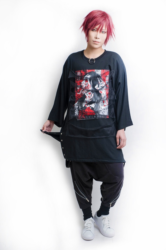 JillpunkオリジナルスタイルKERA怪乱舞ayakashi 煉獄少女ゾンビダメージチュールロングゆったりTシャツホラー都市伝説V系秋葉系漫画お宅メンズ レディースV系