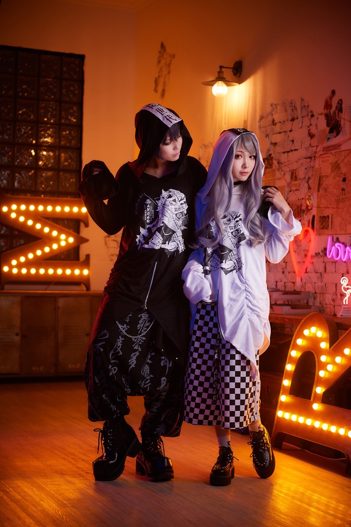 JillpunkオリジナルスタイルKERA ニート世代パラサイトミイラ アシンメトリー変形の裾フリルゆったりパーカー パンクロックメンズ レディースV系