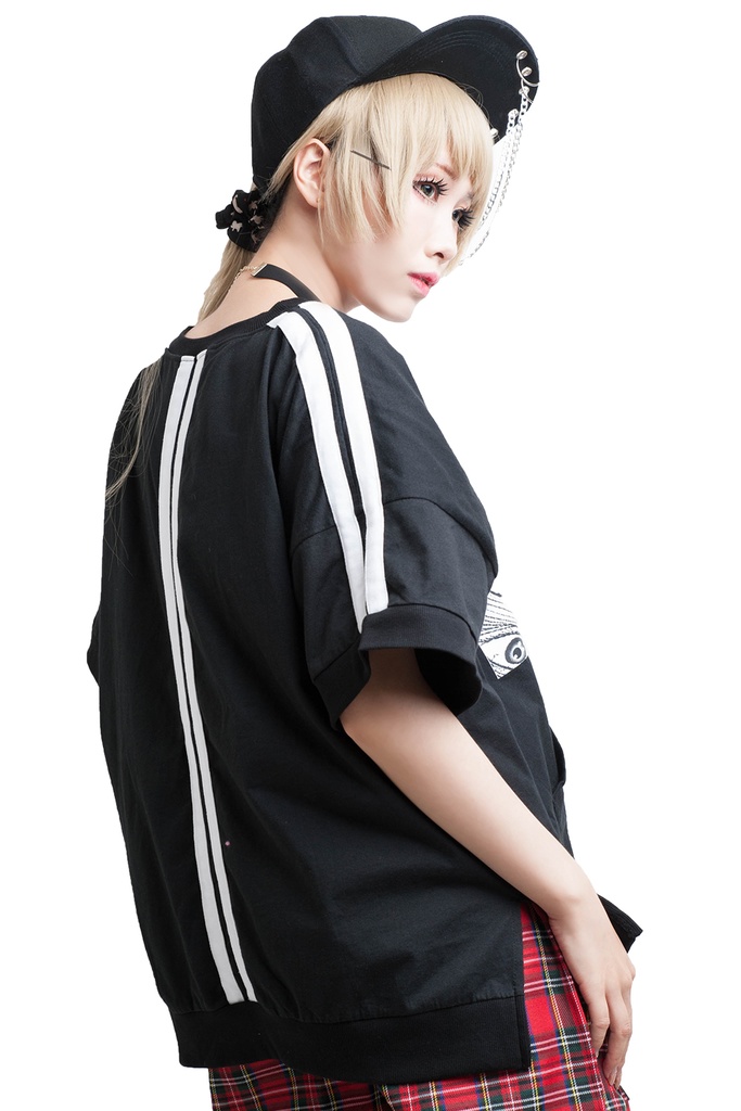 Jillpunkオリジナルスタイルパンク日本風和風浮世絵百々目鬼怒りの目Tシャツ メンズ レディースKERA ロック