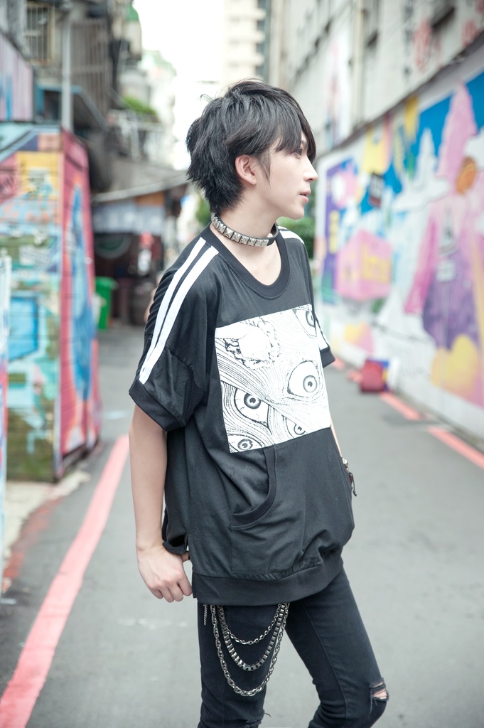 Jillpunkオリジナルスタイルパンク日本風和風浮世絵百々目鬼怒りの目Tシャツ メンズ レディースKERA ロック