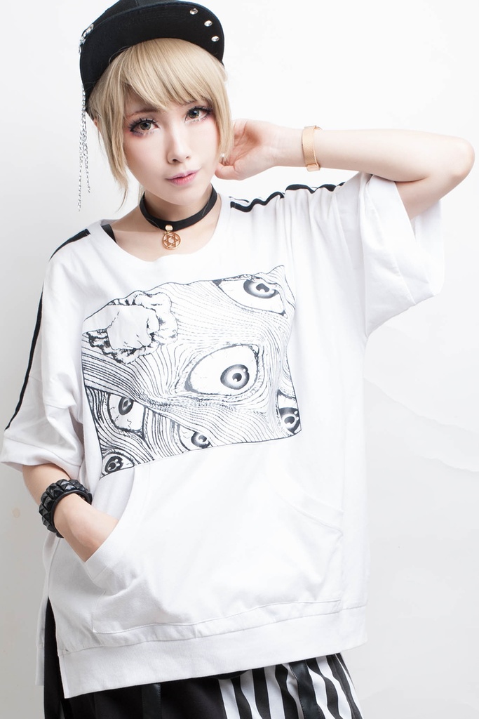 Jillpunkオリジナルスタイルパンク日本風和風浮世絵百々目鬼怒りの目Tシャツ メンズ レディースKERA ロック