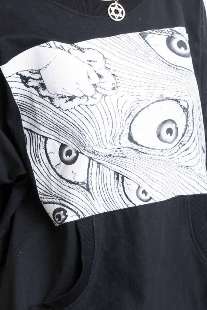 Jillpunkオリジナルスタイルパンク日本風和風浮世絵百々目鬼怒りの目Tシャツ メンズ レディースKERA ロック