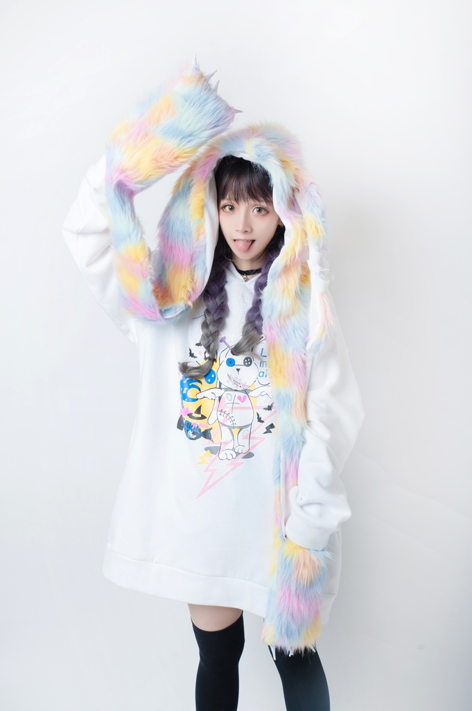 JillpunkオリジナルパンクKERA アニメファンタジー 病みかわメンヘラヤンデレウサギうさぎフェイクファー模造毛皮タータンチェック柄兎耳ポケットフード付きスカーフマフラー 圍巾 おしゃれ可愛い萌え男女兼用秋葉系ロリータ防寒 保温 運動 遠足 旅行