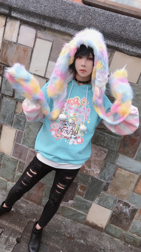 JillpunkオリジナルパンクKERA アニメファンタジー 病みかわメンヘラヤンデレウサギうさぎフェイクファー模造毛皮タータンチェック柄兎耳ポケットフード付きスカーフマフラー 圍巾 おしゃれ可愛い萌え男女兼用秋葉系ロリータ防寒 保温 運動 遠足 旅行