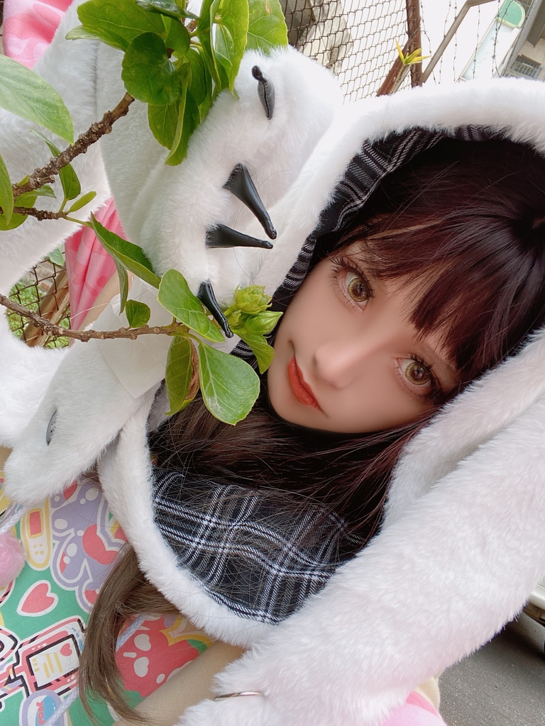 JillpunkオリジナルパンクKERA アニメファンタジー 病みかわメンヘラヤンデレウサギうさぎフェイクファー模造毛皮タータンチェック柄兎耳ポケットフード付きスカーフマフラー 圍巾 おしゃれ可愛い萌え男女兼用秋葉系ロリータ防寒 保温 運動 遠足 旅行