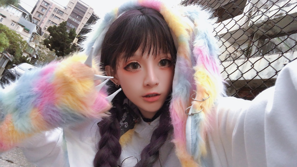 JillpunkオリジナルパンクKERA アニメファンタジー 病みかわメンヘラヤンデレウサギうさぎフェイクファー模造毛皮タータンチェック柄兎耳ポケットフード付きスカーフマフラー 圍巾 おしゃれ可愛い萌え男女兼用秋葉系ロリータ防寒 保温 運動 遠足 旅行