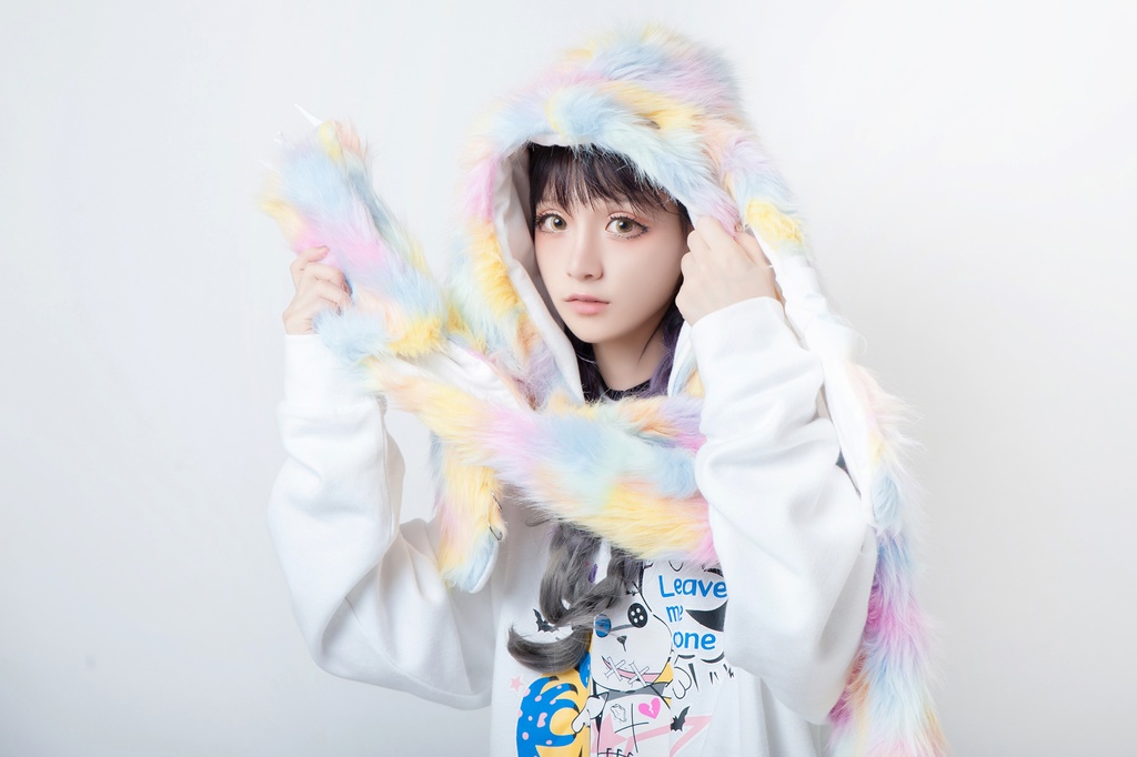 JillpunkオリジナルパンクKERA アニメファンタジー 病みかわメンヘラヤンデレウサギうさぎフェイクファー模造毛皮タータンチェック柄兎耳ポケットフード付きスカーフマフラー 圍巾 おしゃれ可愛い萌え男女兼用秋葉系ロリータ防寒 保温 運動 遠足 旅行