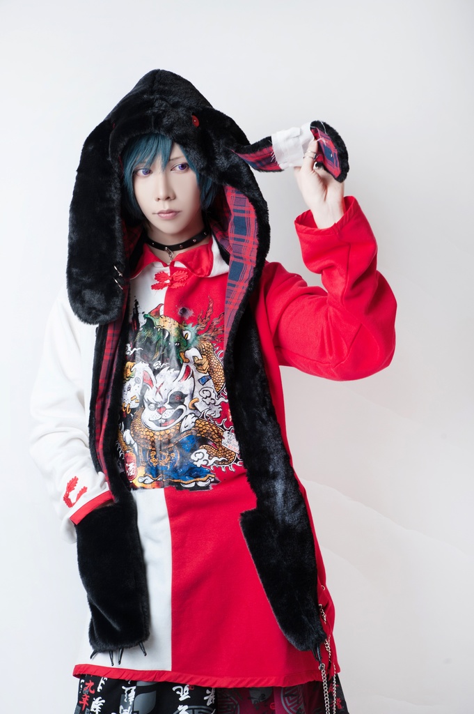 JillpunkオリジナルパンクKERA アニメファンタジー 病みかわメンヘラヤンデレウサギうさぎフェイクファー模造毛皮タータンチェック柄兎耳ポケットフード付きスカーフマフラー 圍巾 おしゃれ可愛い萌え男女兼用秋葉系ロリータ防寒 保温 運動 遠足 旅行