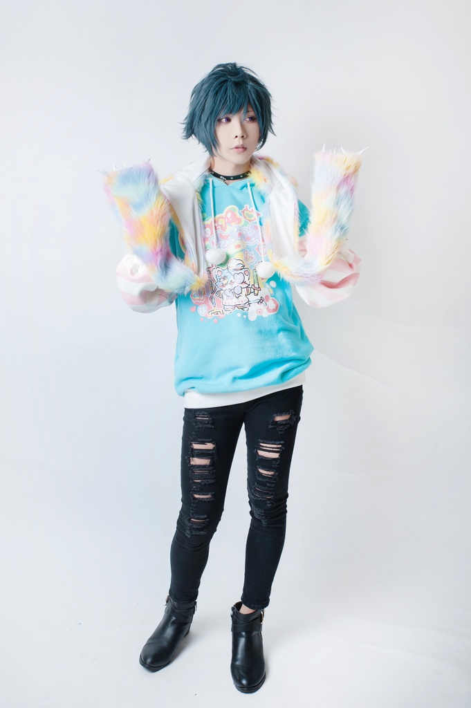 JillpunkオリジナルパンクKERA アニメファンタジー 病みかわメンヘラヤンデレウサギうさぎフェイクファー模造毛皮タータンチェック柄兎耳ポケットフード付きスカーフマフラー 圍巾 おしゃれ可愛い萌え男女兼用秋葉系ロリータ防寒 保温 運動 遠足 旅行