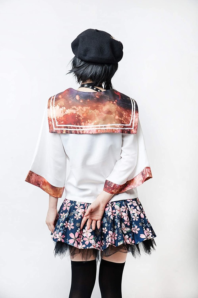 JillpunkオリジナルスタイルKERA 三千世界蛍の川祭り クロップド制服水兵服セーラー服ネックタイ付きブラウストップ 原宿系レディースV系