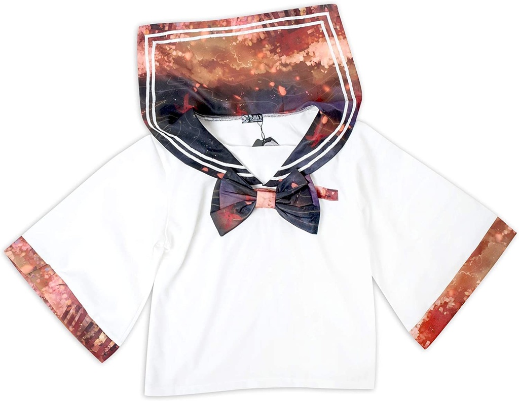 JillpunkオリジナルスタイルKERA 三千世界蛍の川祭り クロップド制服水兵服セーラー服ネックタイ付きブラウストップ 原宿系レディースV系