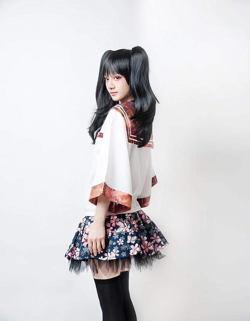 JillpunkオリジナルスタイルKERA 三千世界蛍の川祭り クロップド制服水兵服セーラー服ネックタイ付きブラウストップ 原宿系レディースV系