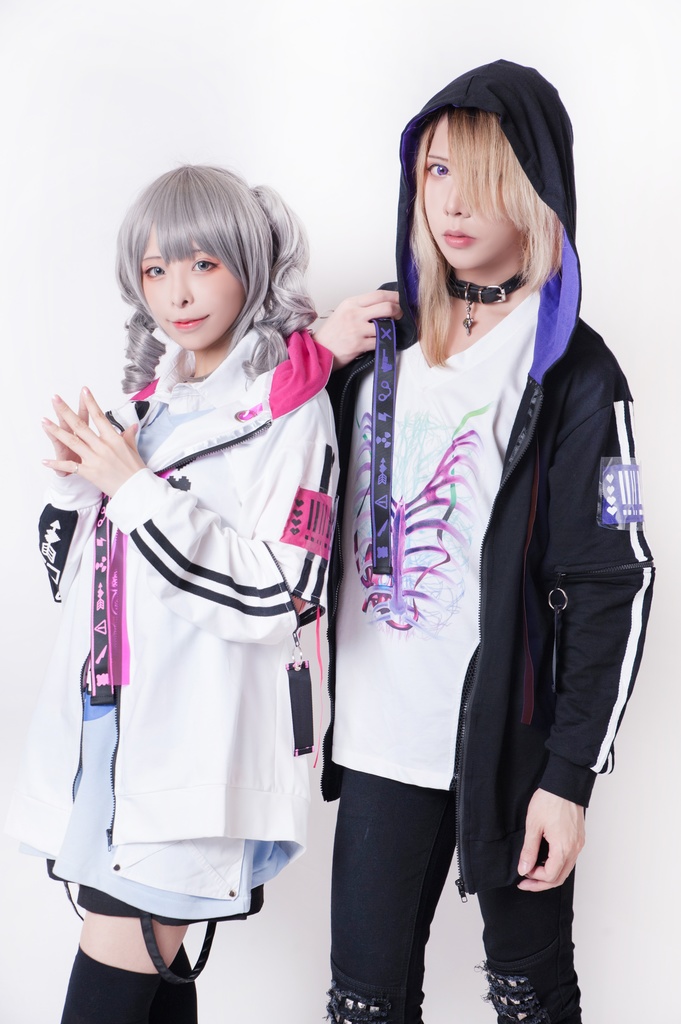 JillpunkオリジナルKERA 86+コラボDANGER LOVE危険恋愛チャック袖PVCストラップゆったりパーカートラックジャケット メンズ レディー V系おしゃれ大きいサイズ男女兼用ファッション秋葉系カッコいいメンヘラヤンデレ