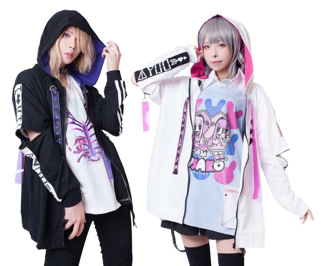 JillpunkオリジナルKERA 86+コラボDANGER LOVE危険恋愛チャック袖PVCストラップゆったりパーカートラックジャケット メンズ レディー V系おしゃれ大きいサイズ男女兼用ファッション秋葉系カッコいいメンヘラヤンデレ