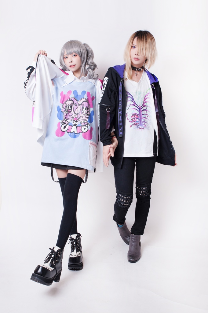 JillpunkオリジナルKERA 86+コラボDANGER LOVE危険恋愛チャック袖PVCストラップゆったりパーカートラックジャケット メンズ レディー V系おしゃれ大きいサイズ男女兼用ファッション秋葉系カッコいいメンヘラヤンデレ