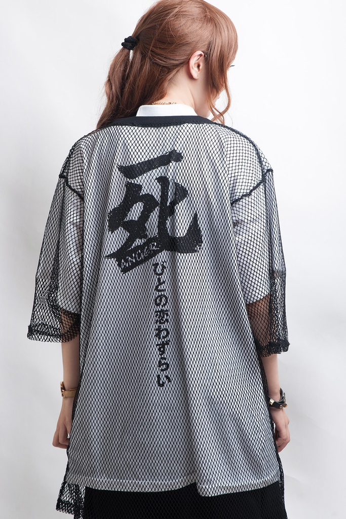 Jillpunkオリジナルスタイル 永遠の愛ムカデ人間フィッシュネットレイヤードゆったりTシャツ ホラー都市伝説V系秋葉原漫画お宅パンク ロック V系KERA