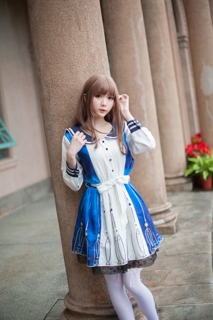 JillpunkオリジナルスタイルKERAアニメファンタジー 蒼き海イルカ惑星水兵服レースヘムパーティードレス ロリータレディース萌えメイド秋葉原