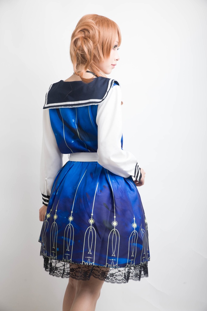 JillpunkオリジナルスタイルKERAアニメファンタジー 蒼き海イルカ惑星水兵服レースヘムパーティードレス ロリータレディース萌えメイド秋葉原