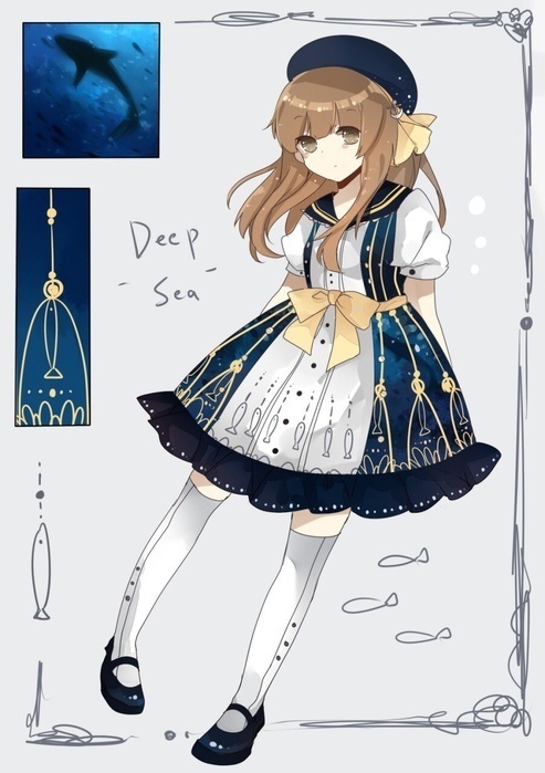 JillpunkオリジナルスタイルKERAアニメファンタジー 蒼き海イルカ惑星水兵服レースヘムパーティードレス ロリータレディース萌えメイド秋葉原