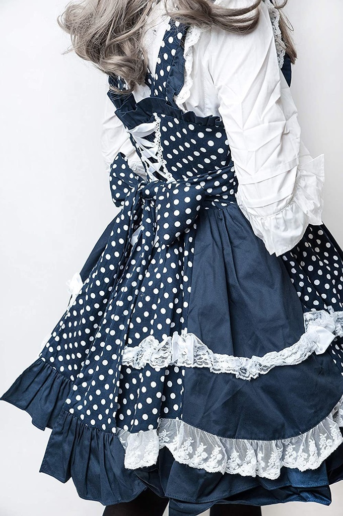 JillpunkオリジナルスタイルKERAアニメファンタジー エンドウ豆の上のお姫さま帽子付き水玉模様ショルダーストラップドレス ロリータレディースV系COSPLAYコスプレメイド