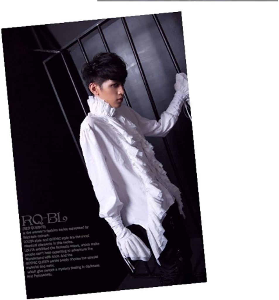 JillpunkオリジナルKERA タキシード仮面ナイトフリルフォーマルシャツ 王子様ヴァンパイア風 メンズ ゴシックコスチューム パーティーエレガント ハンサム ヨーロッパ貴族V系COSPLAY