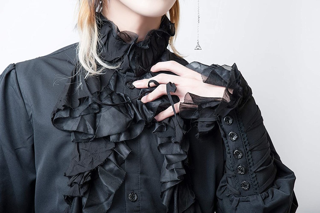 JillpunkオリジナルKERA タキシード仮面ナイトフリルフォーマルシャツ 王子様ヴァンパイア風 メンズ ゴシックコスチューム パーティーエレガント ハンサム ヨーロッパ貴族V系COSPLAY