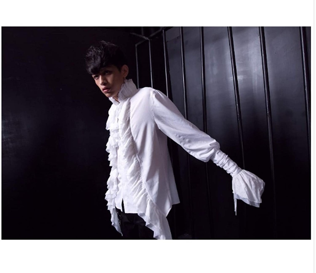 JillpunkオリジナルKERA タキシード仮面ナイトフリルフォーマルシャツ 王子様ヴァンパイア風 メンズ ゴシックコスチューム パーティーエレガント ハンサム ヨーロッパ貴族V系COSPLAY