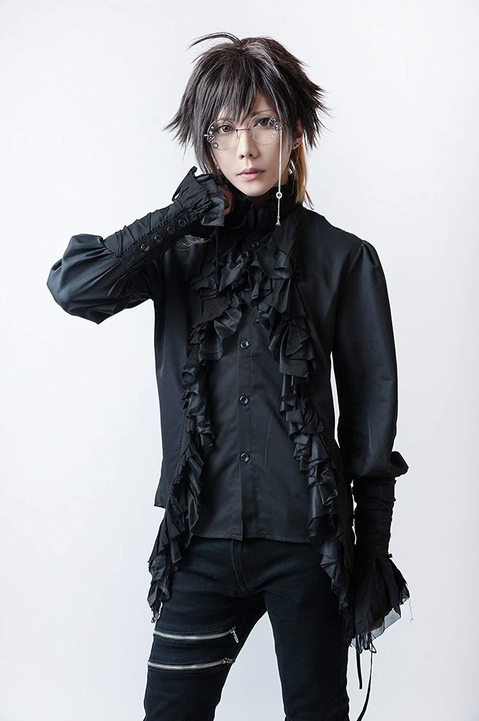 JillpunkオリジナルKERA タキシード仮面ナイトフリルフォーマルシャツ 王子様ヴァンパイア風 メンズ ゴシックコスチューム パーティーエレガント ハンサム ヨーロッパ貴族V系COSPLAY