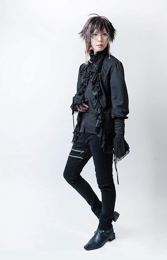 JillpunkオリジナルKERA タキシード仮面ナイトフリルフォーマルシャツ 王子様ヴァンパイア風 メンズ ゴシックコスチューム パーティーエレガント ハンサム ヨーロッパ貴族V系COSPLAY