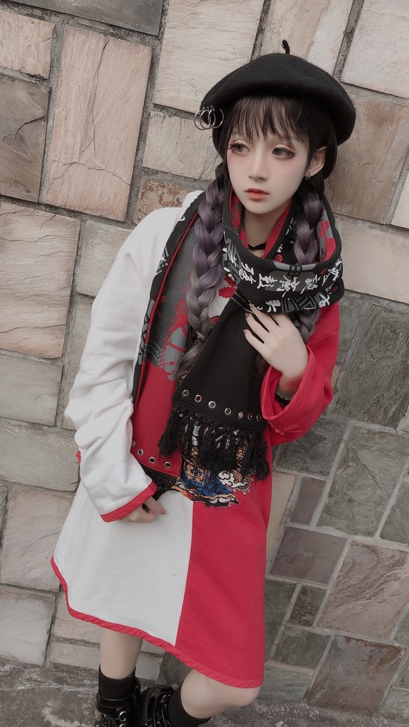 JillpunkオリジナルパンクKERA アニメファンタジー中華風書聖蘭亭序漢字書道タッセルリバーシプルチャイナスカーフマフラー圍巾 おしゃれ仮装 本格制服 男女兼用秋葉系防寒 保温 運動 遠足 旅行カッコいい