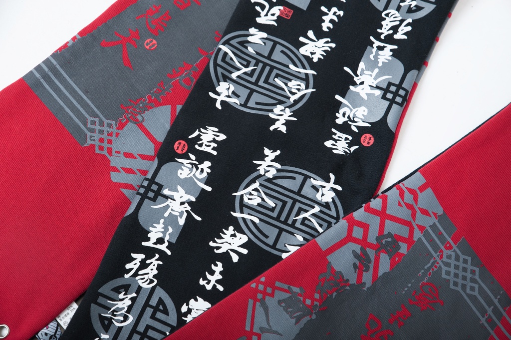 JillpunkオリジナルパンクKERA アニメファンタジー中華風書聖蘭亭序漢字書道タッセルリバーシプルチャイナスカーフマフラー圍巾 おしゃれ仮装 本格制服 男女兼用秋葉系防寒 保温 運動 遠足 旅行カッコいい