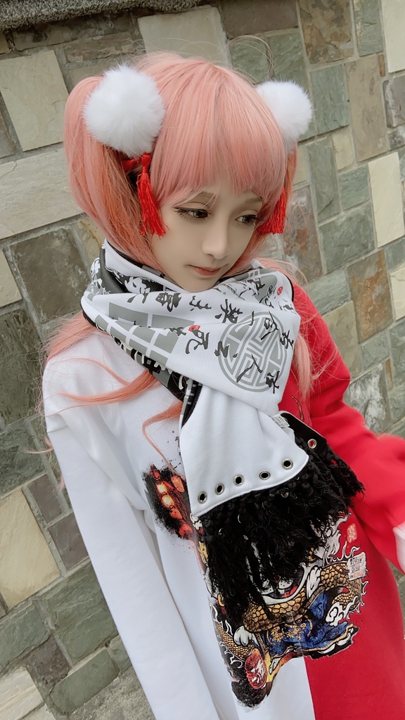 JillpunkオリジナルパンクKERA アニメファンタジー中華風書聖蘭亭序漢字書道タッセルリバーシプルチャイナスカーフマフラー圍巾 おしゃれ仮装 本格制服 男女兼用秋葉系防寒 保温 運動 遠足 旅行カッコいい