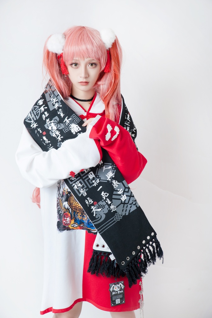 JillpunkオリジナルパンクKERA アニメファンタジー中華風書聖蘭亭序漢字書道タッセルリバーシプルチャイナスカーフマフラー圍巾 おしゃれ仮装 本格制服 男女兼用秋葉系防寒 保温 運動 遠足 旅行カッコいい