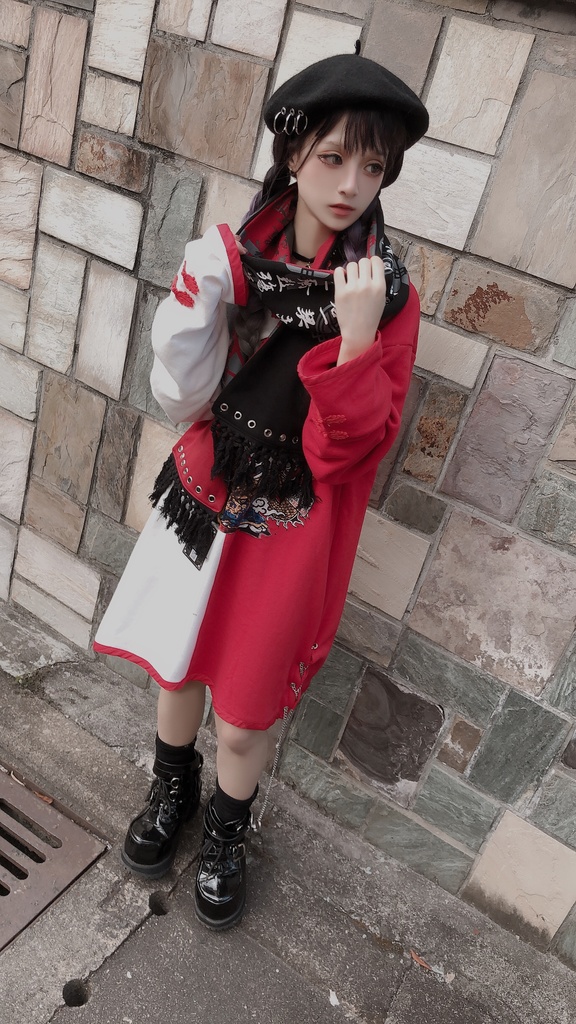 JillpunkオリジナルパンクKERA アニメファンタジー中華風書聖蘭亭序漢字書道タッセルリバーシプルチャイナスカーフマフラー圍巾 おしゃれ仮装 本格制服 男女兼用秋葉系防寒 保温 運動 遠足 旅行カッコいい