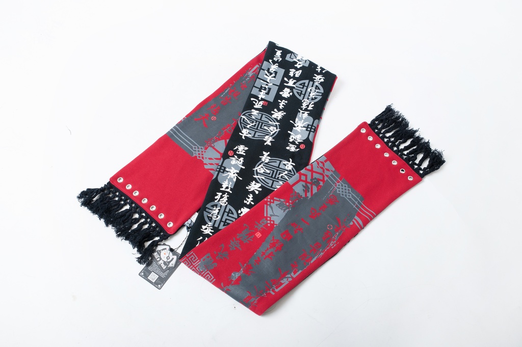 JillpunkオリジナルパンクKERA アニメファンタジー中華風書聖蘭亭序漢字書道タッセルリバーシプルチャイナスカーフマフラー圍巾 おしゃれ仮装 本格制服 男女兼用秋葉系防寒 保温 運動 遠足 旅行カッコいい