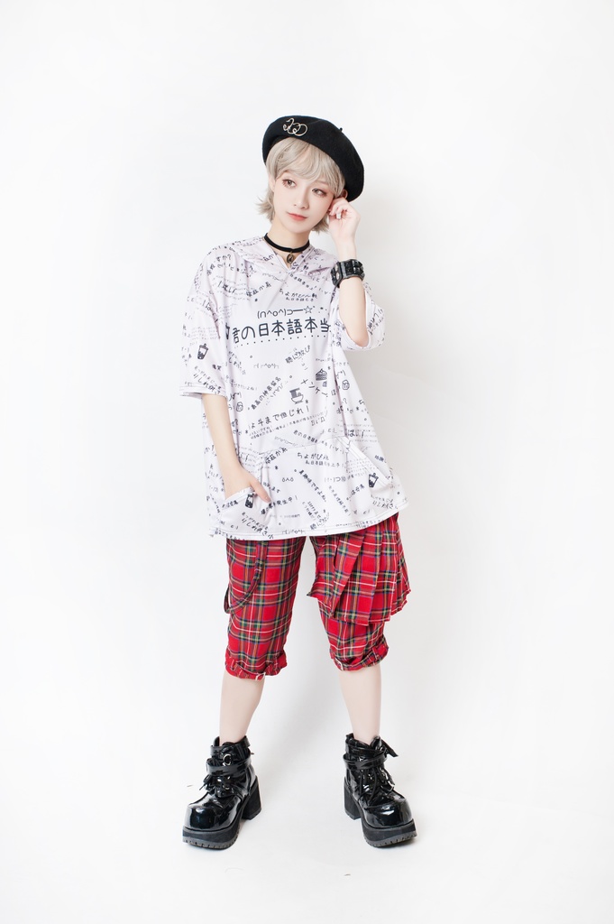 JillpunkオリジナルパンクKERA 偽日本語君の日本語本当上手超かわいいお宅顔文字仮名フルプリントゆったり長袖半袖スウェットパーカーフード付ジャケット メンズ レディー V系 おしゃれ大きいサイズ男女兼用ファッション秋葉系