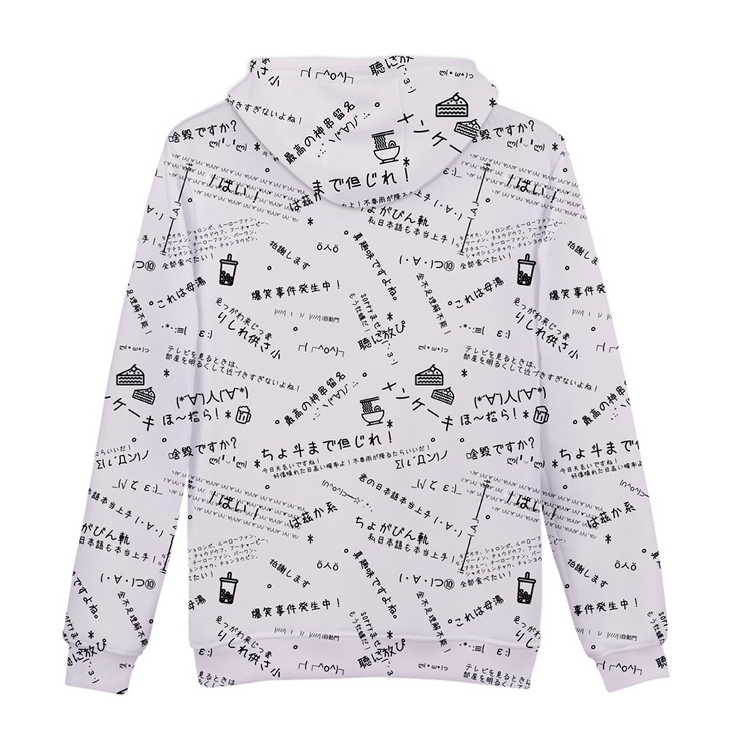JillpunkオリジナルパンクKERA 偽日本語君の日本語本当上手超かわいいお宅顔文字仮名フルプリントゆったり長袖半袖スウェットパーカーフード付ジャケット メンズ レディー V系 おしゃれ大きいサイズ男女兼用ファッション秋葉系
